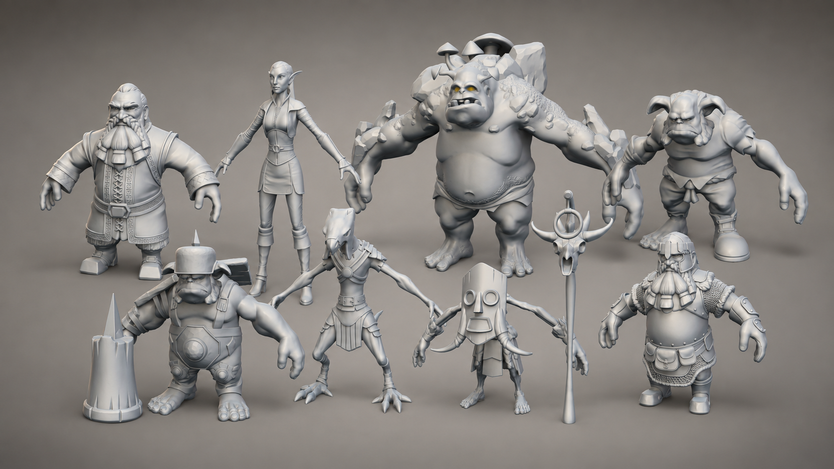 Линейка стилизованных игровых 3D-персонажей